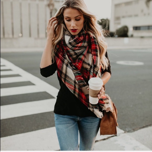 Vici Accessories - LAST ONE - Autumn Plaid Blanket Scarf Vici